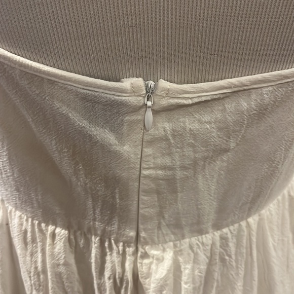 Linen feeling front button up midi dress Size M in white - Picture 6 of 8